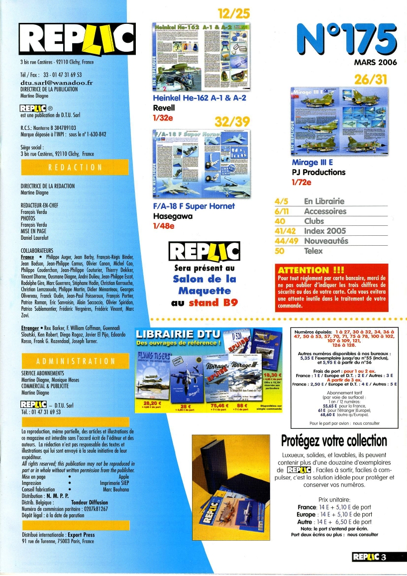 Replic 175 - He-162, F-18, Mirage III E